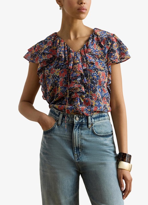 Ralph Lauren Top met bloemenprint en ruches