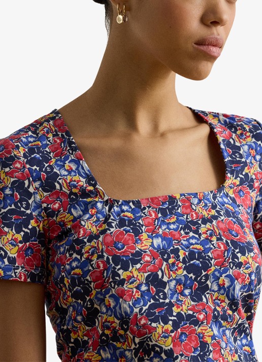 Ralph Lauren Top met bloemenprint - detail 2 red / rood