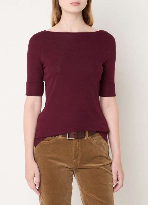 Ralph Lauren Top met boothals - detail pinot noir / rood