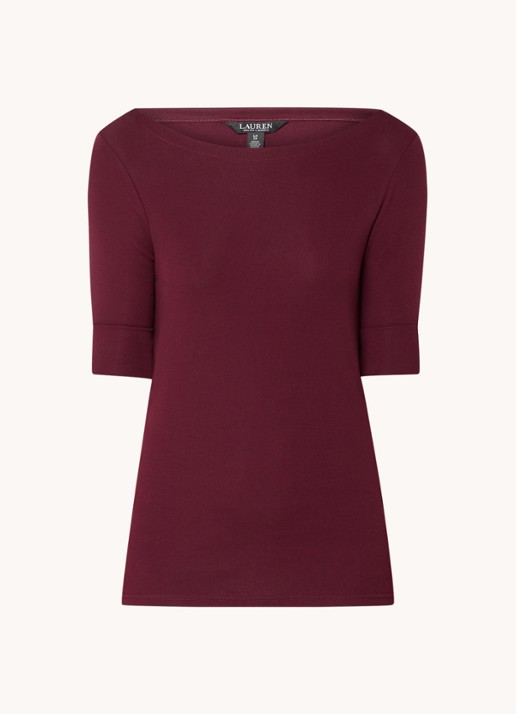 Ralph Lauren Top met boothals - voorkant 2 pinot noir / rood