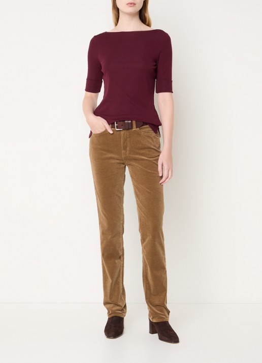 Ralph Lauren Top met boothals - voorkant 3 pinot noir / rood