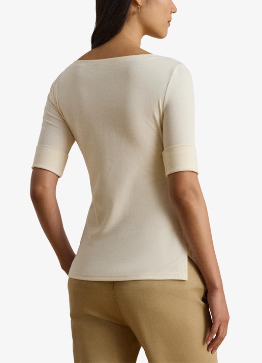 Ralph Lauren Top met boothals - achterkant 3 mascarpone cream / beige