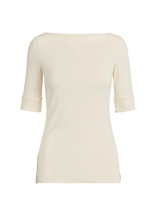 Ralph Lauren Top met boothals - voorkant mascarpone cream / beige