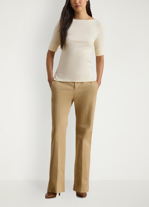 Ralph Lauren Top met boothals - voorkant 2 mascarpone cream / beige