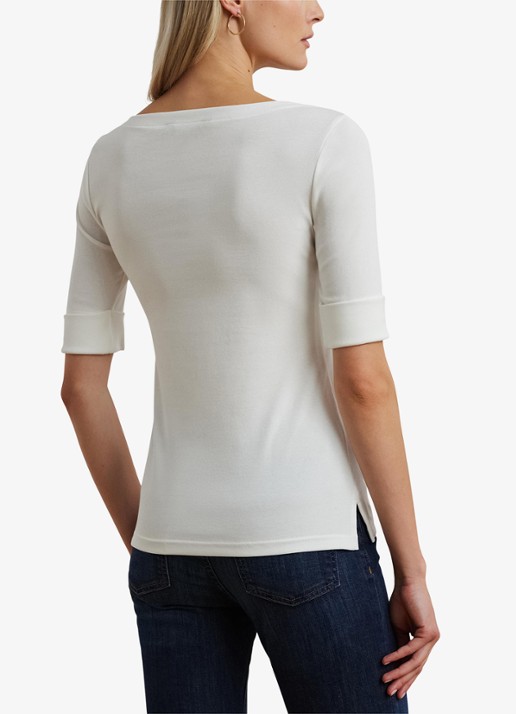 Ralph Lauren Top met boothals - achterkant white / wit