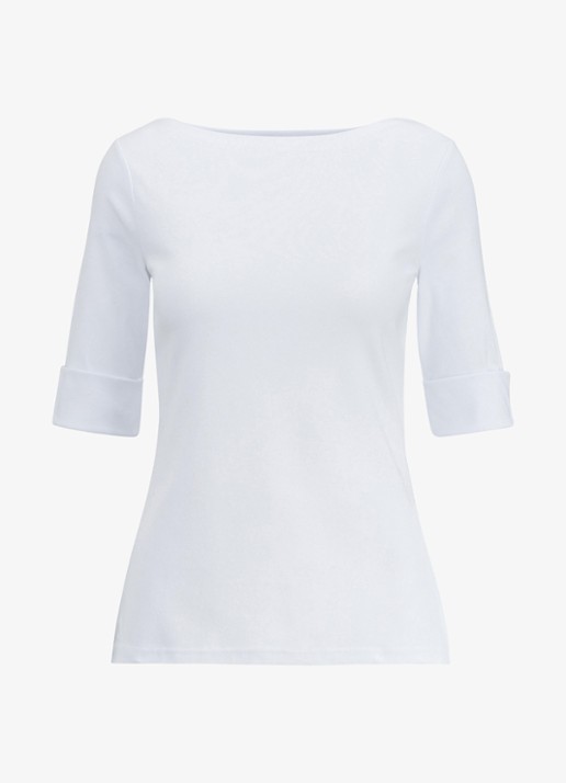 Ralph Lauren Top met boothals - voorkant 11 white / wit