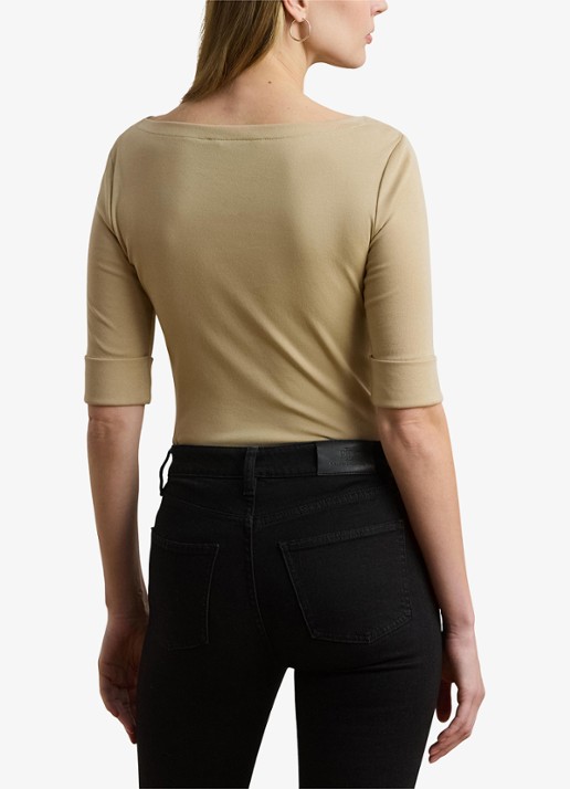 Ralph Lauren Top met boothals - achterkant birch tan / beige