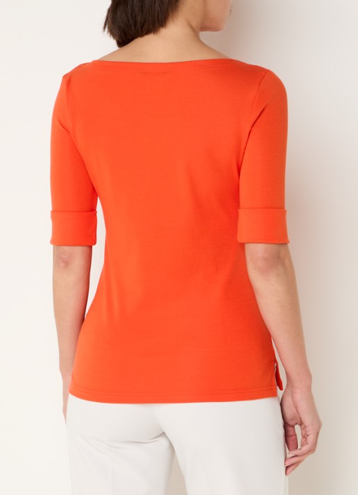 Ralph Lauren Top met boothals - achterkant 4 orange lily / oranje
