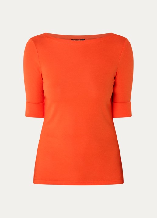 Ralph Lauren Top met boothals - voorkant orange lily / oranje