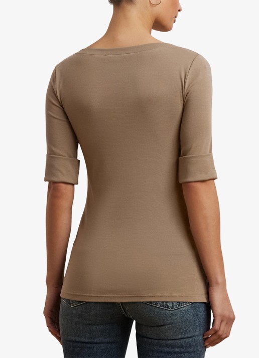 Ralph Lauren Top met boothals - achterkant 5 madison tan / beige