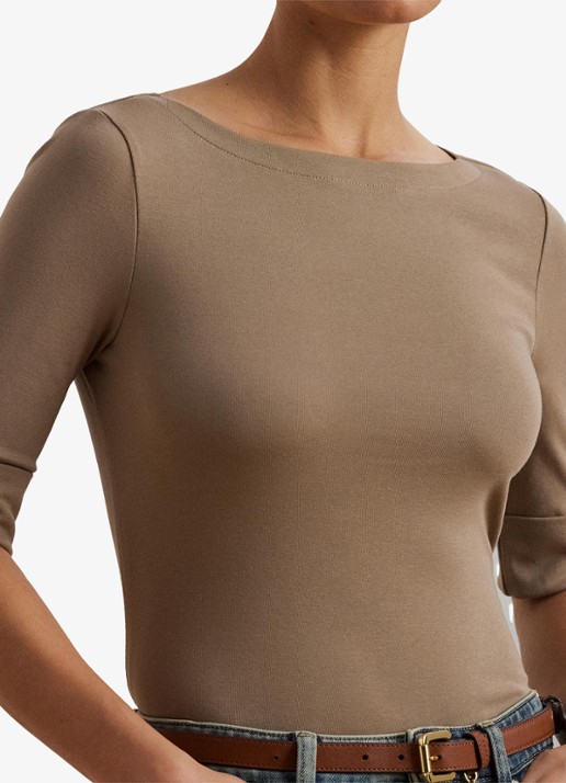 Ralph Lauren Top met boothals - detail 4 madison tan / beige