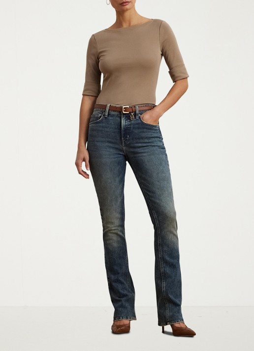 Ralph Lauren Top met boothals - voorkant 2 madison tan / beige