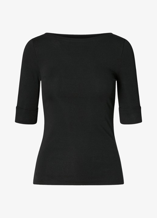 Ralph Lauren Top met boothals - voorkant 2 polo black / zwart
