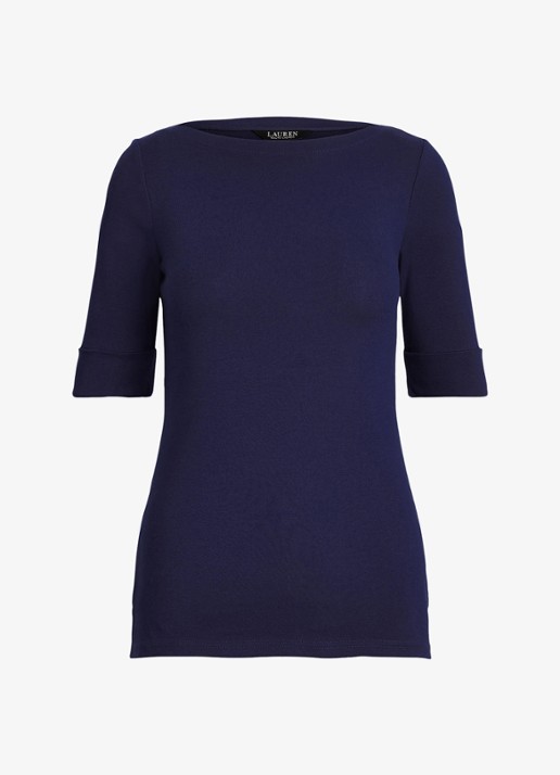 Ralph Lauren Top met boothals - voorkant lauren navy / donkerblauw