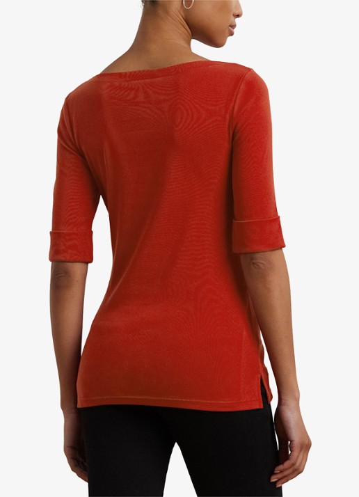Ralph Lauren Top met boothals - achterkant 3 madison red / rood