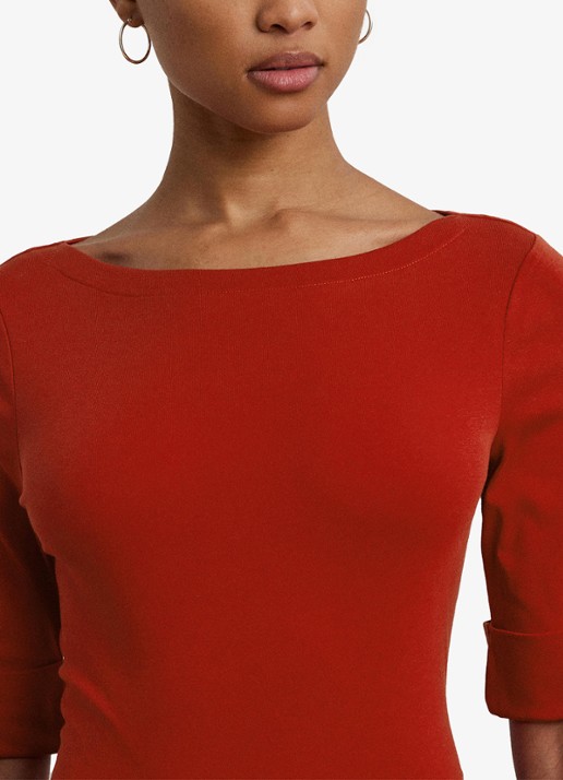 Ralph Lauren Top met boothals - detail 2 madison red / rood