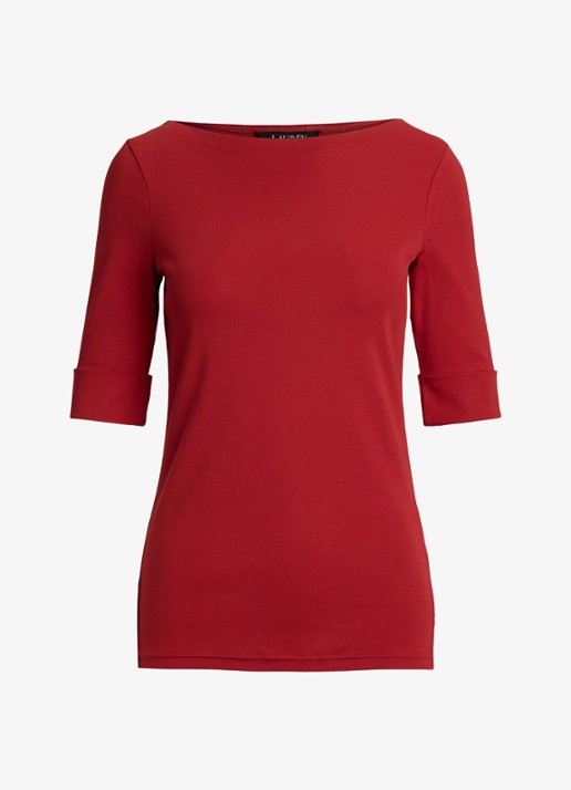 Ralph Lauren Top met boothals - voorkant 4 madison red / rood