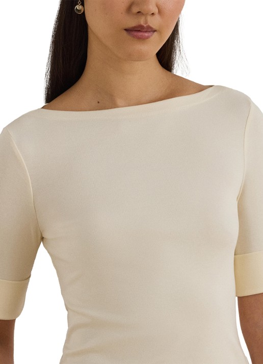 Ralph Lauren Top met boothals - detail 3 creme