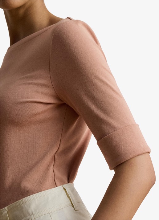 Ralph Lauren Top met boothals - detail 5 pink sienna / roze