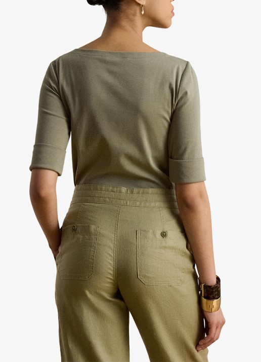 Ralph Lauren Top met boothals - achterkant 5 light agave / groen