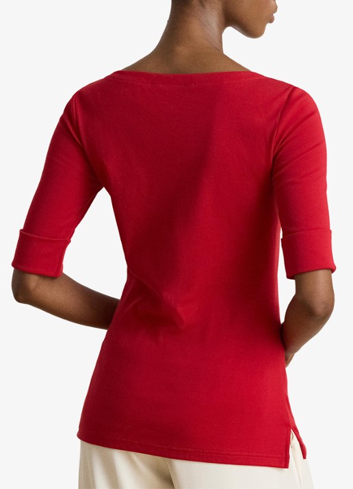 Ralph Lauren Top met boothals - achterkant ralph red / rood