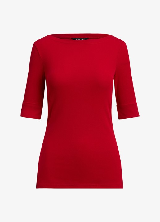 Ralph Lauren Top met boothals - voorkant 2 ralph red / rood