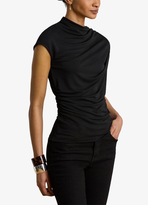 Ralph Lauren Top met plooidetail en assymetrische hals