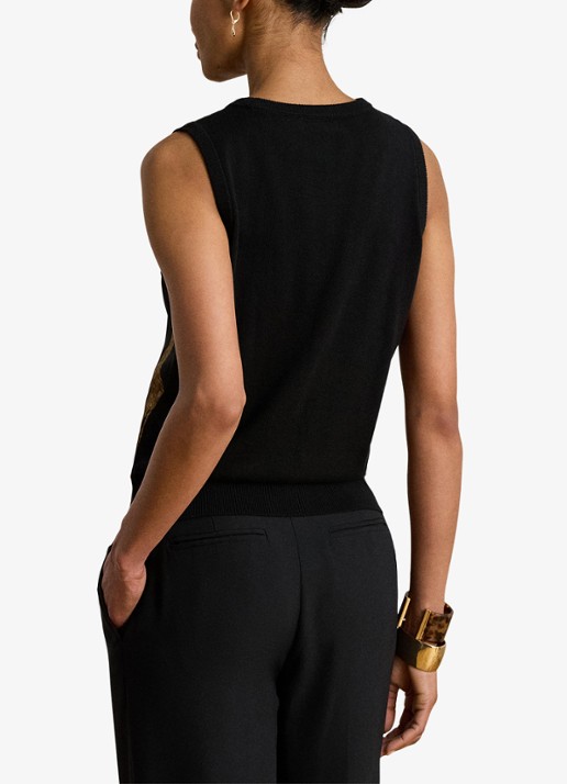 Ralph Lauren Top met print - achterkant 3 black multi / zwart