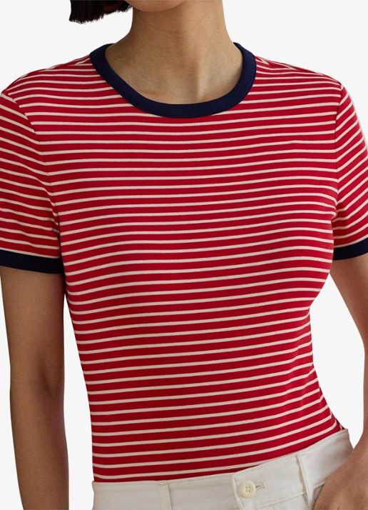 Ralph Lauren Top met streepprint - detail 5 cruise red / rood