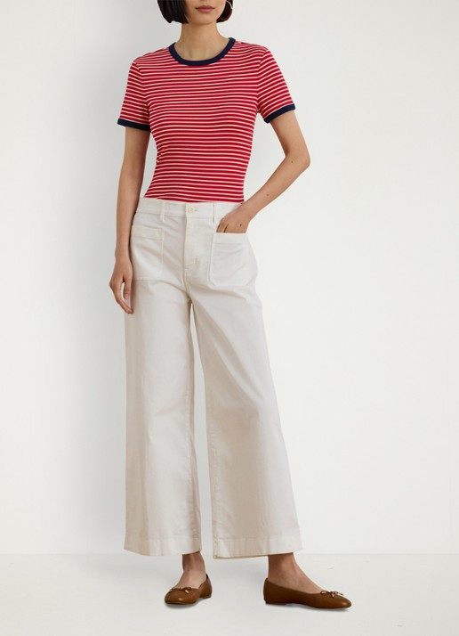 Ralph Lauren Top met streepprint - voorkant 2 cruise red / rood