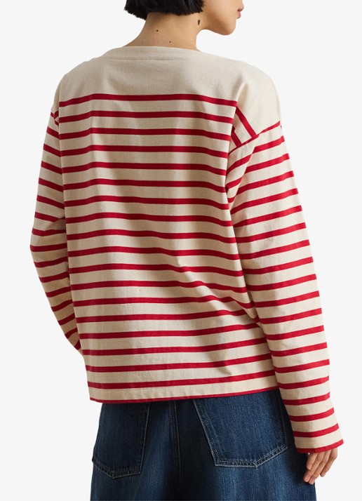 Ralph Lauren Top met streepprint - achterkant 3 mascarpone cream / creme