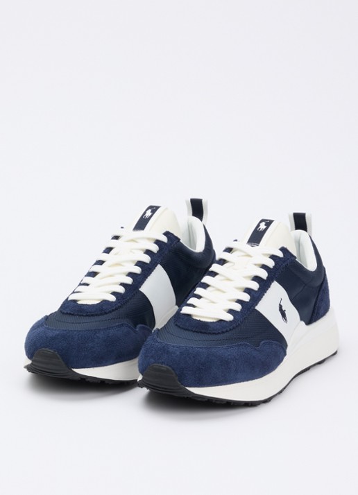 Ralph Lauren Train sneaker met suède details - detail 3 donkerblauw