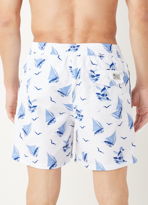 Ralph Lauren Traveler zwemshort met logoprint en steekzakken - achterkant 3 lichtblauw
