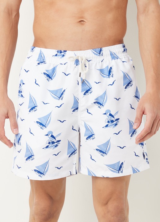 Ralph Lauren Traveler zwemshort met logoprint en steekzakken - detail lichtblauw