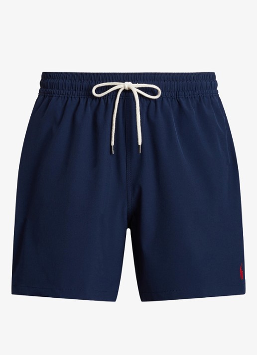 Ralph Lauren Traveler zwemshorts met logo en koordsluiting - voorkant newport navy / donkerblauw