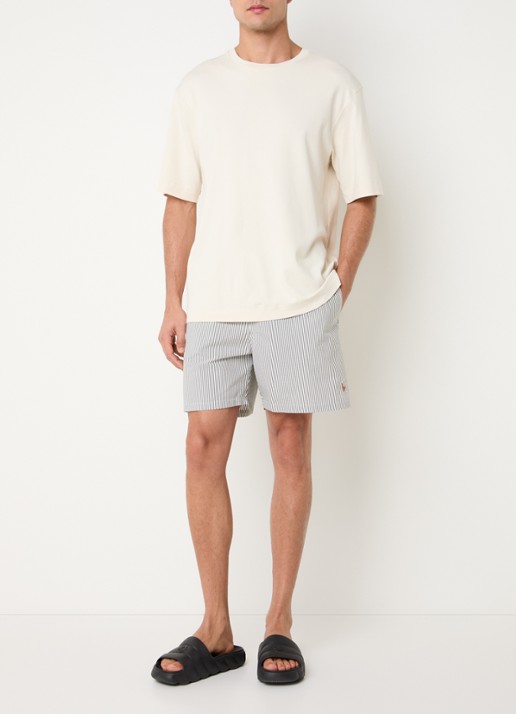 Ralph Lauren Traveler zwemshorts met streepprint en steekzakken - voorkant 3 new olive seersucker / groen