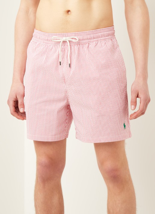 Ralph Lauren Traveler zwemshorts met streepprint - detail 3 steenrood
