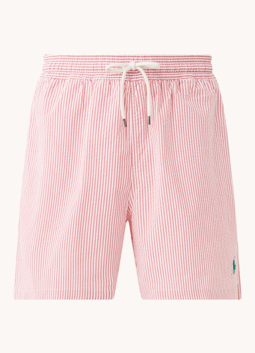 Ralph Lauren Traveler zwemshorts met streepprint - voorkant steenrood