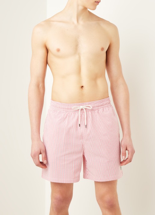 Ralph Lauren Traveler zwemshorts met streepprint - voorkant 2 steenrood