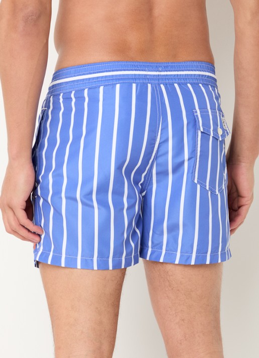 Ralph Lauren Traveler zwemshorts met streepprint - achterkant blue white / blauw