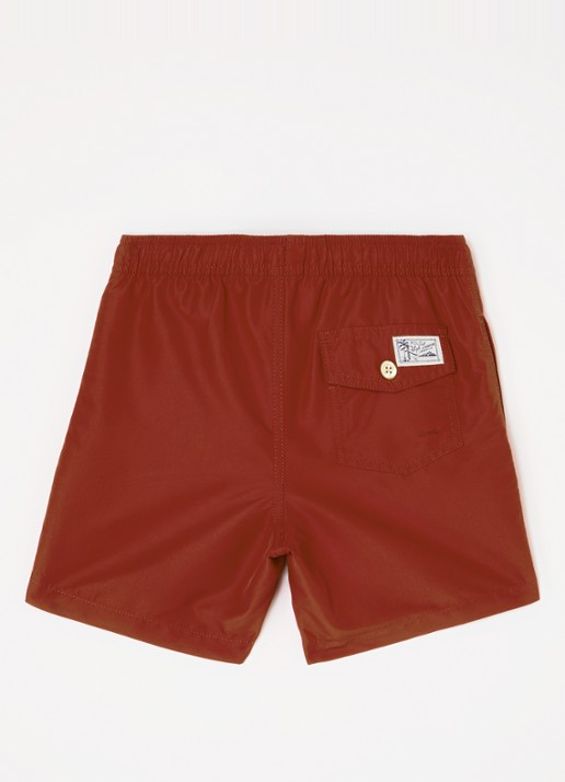 Ralph Lauren Travlr zwemshorts met logo - voorkant 2 donkerrood