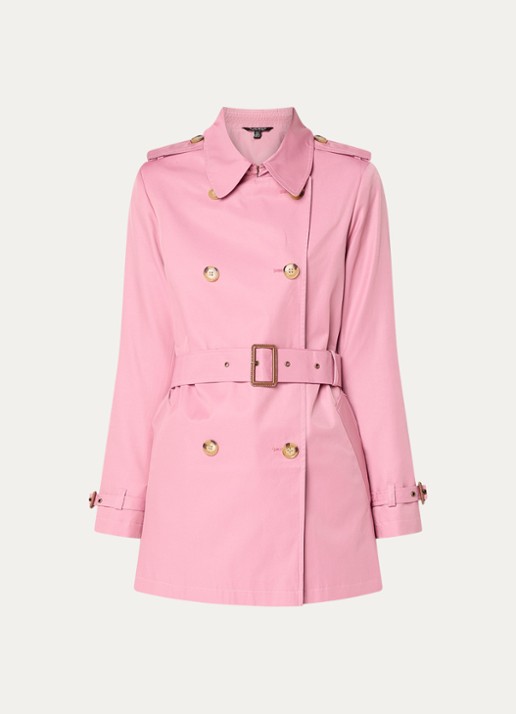 Ralph Lauren Trenchcoat met ceintuur en steekzakken  - voorkant 3 roze