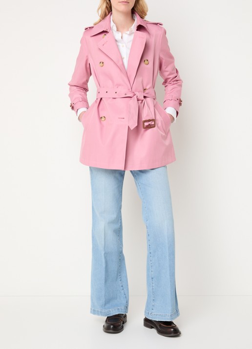 Ralph Lauren Trenchcoat met ceintuur en steekzakken  - voorkant 4 roze