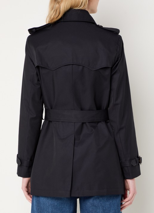 Ralph Lauren Trenchcoat met ceintuur en steekzakken  - achterkant donkerblauw