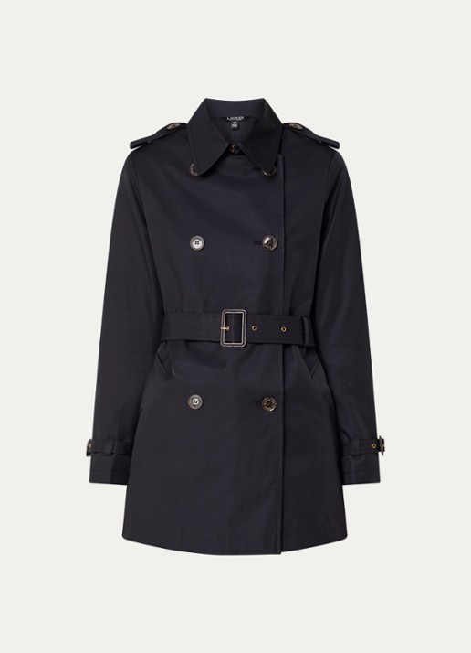 Ralph Lauren Trenchcoat met ceintuur en steekzakken  - voorkant 2 donkerblauw