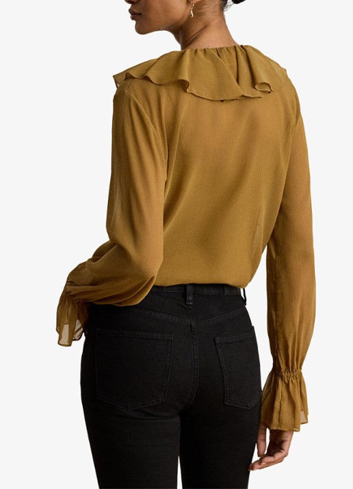 Ralph Lauren Tuniek met ruches - achterkant tobacco bronze / bruin