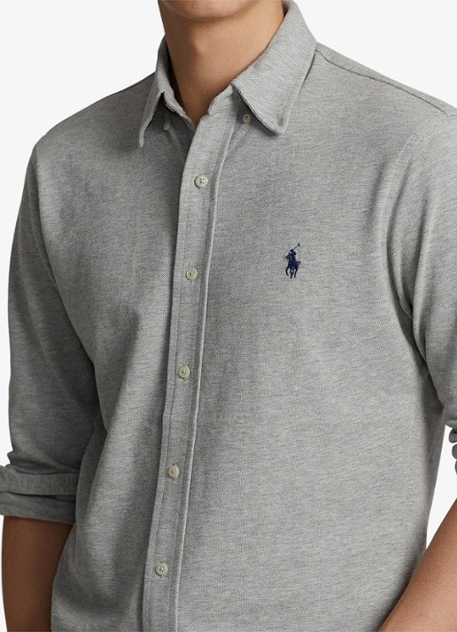 Ralph Lauren Vederlicht mesh overhemd - detail 5 andover heather / grijs