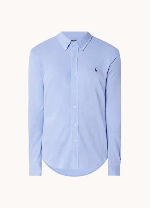 Ralph Lauren Vederlicht mesh overhemd - voorkant lafayette blue / blauw