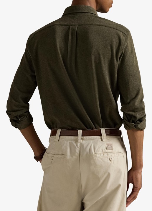 Ralph Lauren Vederlicht mesh overhemd - achterkant 3 wilson olive heather / bruin