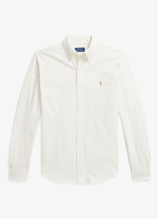 Ralph Lauren Vederlicht mesh overhemd - voorkant 4 pale cream / crème